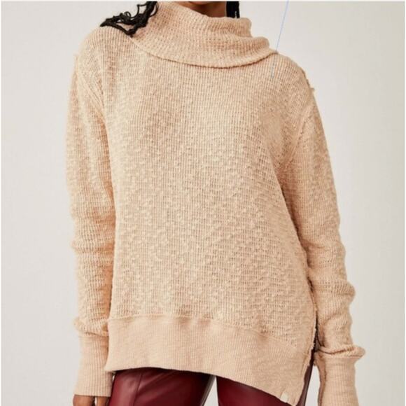Free People “We The Free Tommy” Turtleneck Sweater – Size S light rose/blush - Picture 1 of 5